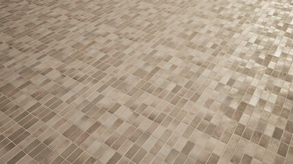 Concept or conceptual solid beige background of pavement tiles texture floor as a modern pattern layout. A 3d illustration metaphor for construction, architecture, urban and interior design