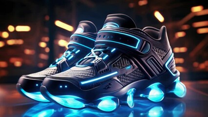 A pair of shoes with neon lights on them