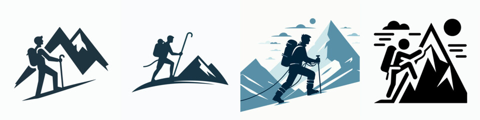 illustration of people with hiking backpack.