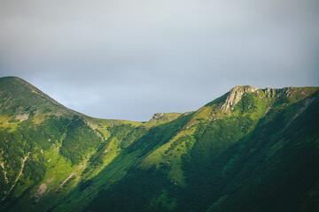 Amazing Green Carpathian Mountain Range - obrazy, fototapety, plakaty