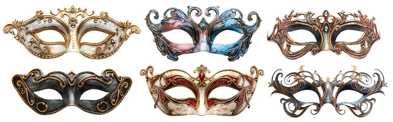 Set of opera carnival masks, cut out