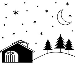 Christmas night vector illustration