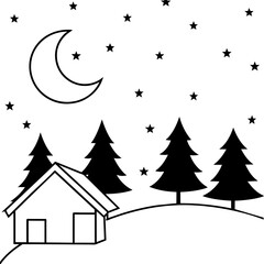 Christmas night vector illustration