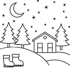 Fototapeta premium Christmas night vector illustration