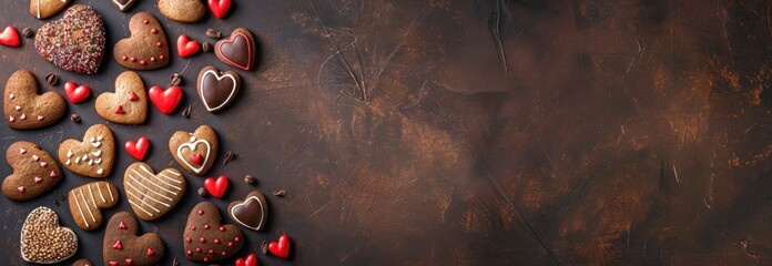 Heartfelt Creations: Artisanal Valentine Cookies on Rustic Backdrop - Generative AI
