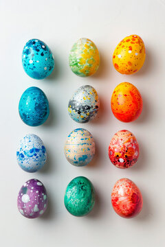 Multi-colored Easter eggs. Selective focus.