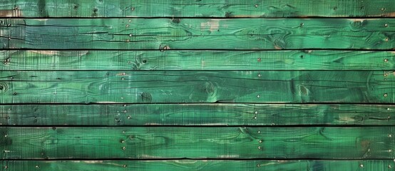 Verdant Vintage: Rustic Green Painted Wooden Planks Generative AI