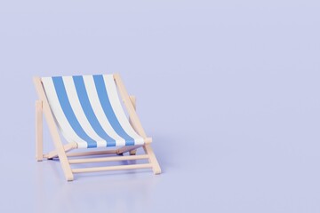3d Beach chair icon. Summer tropical on a sunny day. Summer vacation concept, Time to travel concept. Minimal 3d Realistic Beach chair icon creative design. 3d rendering illustration.