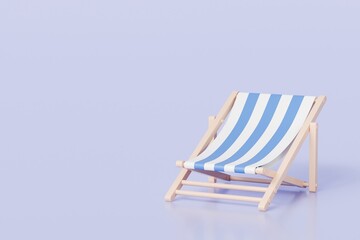 3d Beach chair icon. Summer tropical on a sunny day. Summer vacation concept, Time to travel concept. Minimal 3d Realistic Beach chair icon creative design. 3d rendering illustration.