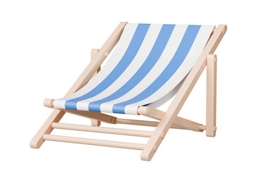 3d Beach chair icon. Summer tropical on a sunny day. Summer vacation concept, Time to travel concept. Minimal 3d Realistic Beach chair icon creative design. 3d rendering illustration.