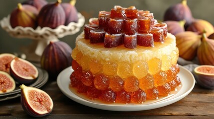 fig and honey-infused fruit cake with visual appeal