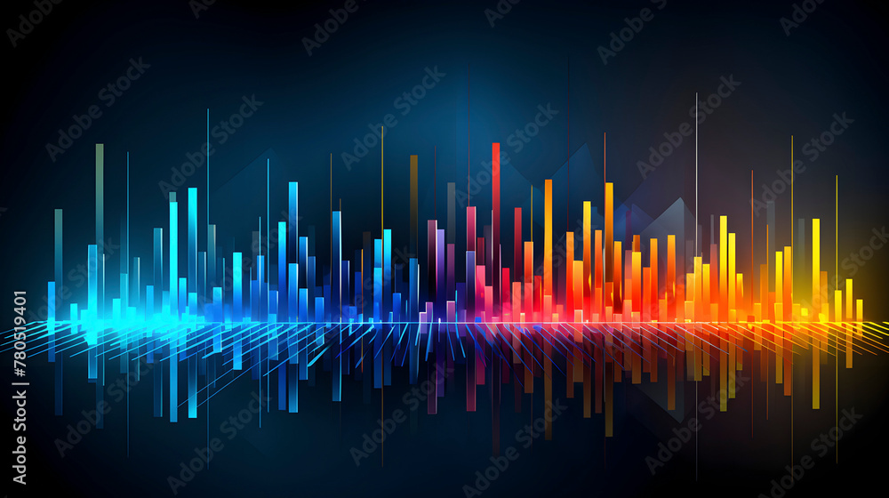 Wall mural digital color music equalize glowing light abstract graphic poster web page ppt background