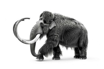 Fototapeta premium Woolly Mammoth Isolated on White Background, Prehistoric Giant