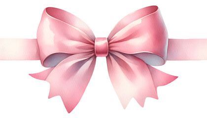 Fototapeta premium Elegant Pink Satin Bow with Soft Watercolor Texture on a Transparent Background