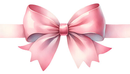 Elegant Pink Satin Bow with Soft Watercolor Texture on a Transparent Background