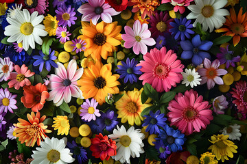 Background images of many beautiful colorful flowers.