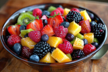 Fresh fruit salad, vitamin healthy nutrition concept