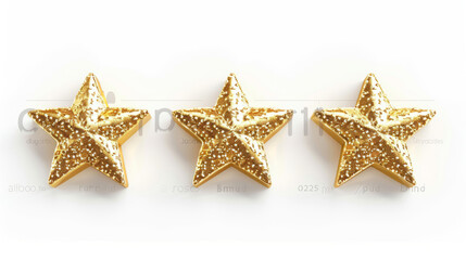 3d golden stars isolated on white background, ready to use