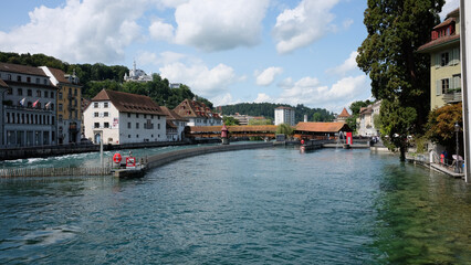 Fototapeta premium A city view with lake in Lucerne, Switzerland