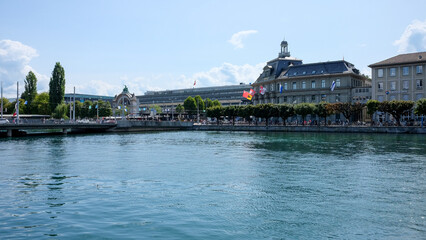 A city view with lake in Lucerne, Switzerland