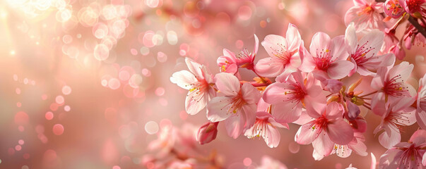 Branch of cherry blossom sakura with soft focus