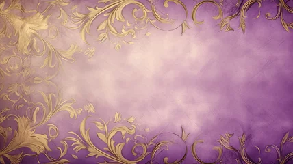 Deurstickers copy space abstract background, vintage delicate purple light lavender floral ornament on the wall or surface © kichigin19