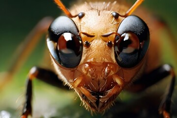Close-up of ant's face  - obrazy, fototapety, plakaty