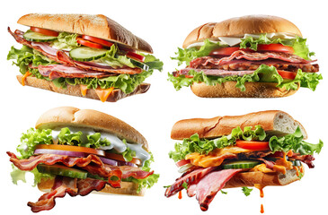 Set of delicious sandwiches, cut out