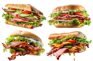 Set of delicious sandwiches, cut out