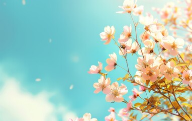 Obraz na płótnie Canvas Pink cosmos flowers with blue sky in garden