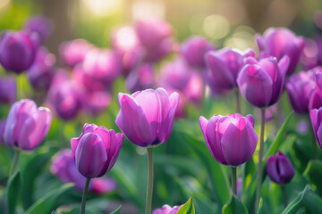 Purple tulips in the garden - Generative AI