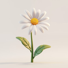 Camomile flower, isolated 3d object on white background - 780525414