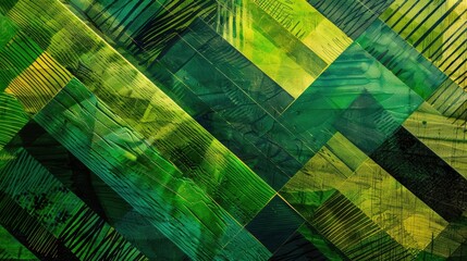 Imagine an abstract background with a nature-inspired twist, showcasing green geometric stripes - obrazy, fototapety, plakaty
