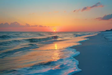 Foto op Plexiglas Sunset over the sea - Generative AI © MadalinaIonela