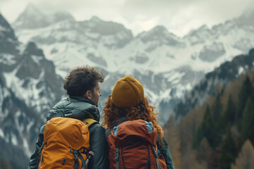 Young married couple traveling in the mountains - 780527232