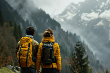 Young married couple traveling in the mountains - 780527248