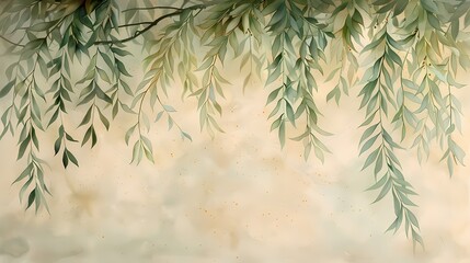  Abstract oil  painting features  Chinese hanging willow branches wall art,  Moody vintage farmhouse luxury nature, digital art printing, background, wallpaper
