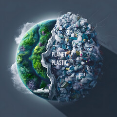Green globe earth day concept Planet vs. Plastics , Earth day 2024 - obrazy, fototapety, plakaty