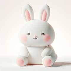 Cute kawaii bunny pink Easter bunny plush. 3d