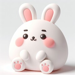 Cute kawaii bunny pink Easter bunny plush. 3d