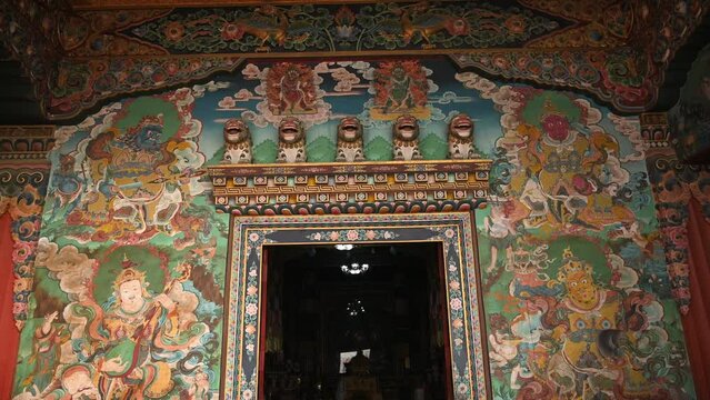 Nepal Boudhanath Stupa Buddhist Paintings Slow Motion Stabilizer Forward Buddhist Temple World Heritage Site Kathmandu Valley