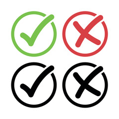 Check And Cross Circles Flat And Glyph