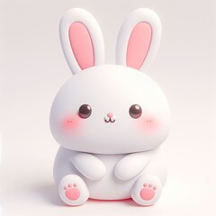 Cute kawaii bunny pink Easter bunny plush. 3d