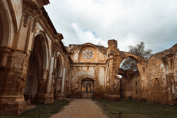 Fototapeta na wymiar Majestic Ruins of Monasterio de Piedra's Cloister