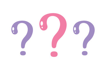 Cute Cartoon Style Question Marks Pink and Purple