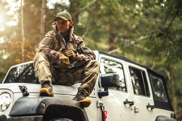 Hunter During Hunting Season Taking Short Break
