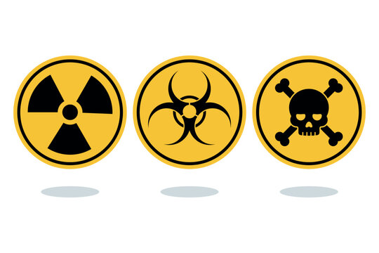 Danger Signs Set Radiation Biohazard and Skull