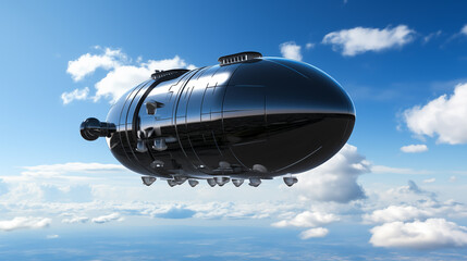Naklejka na ściany i meble A huge black spacecraft floating in the sky, UFO alien ship