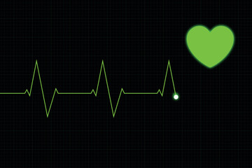 Naklejka premium ECG Heartbeat Green