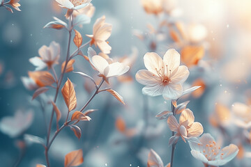 Delicate blossoms in soft light natural floral macro background wallpaper